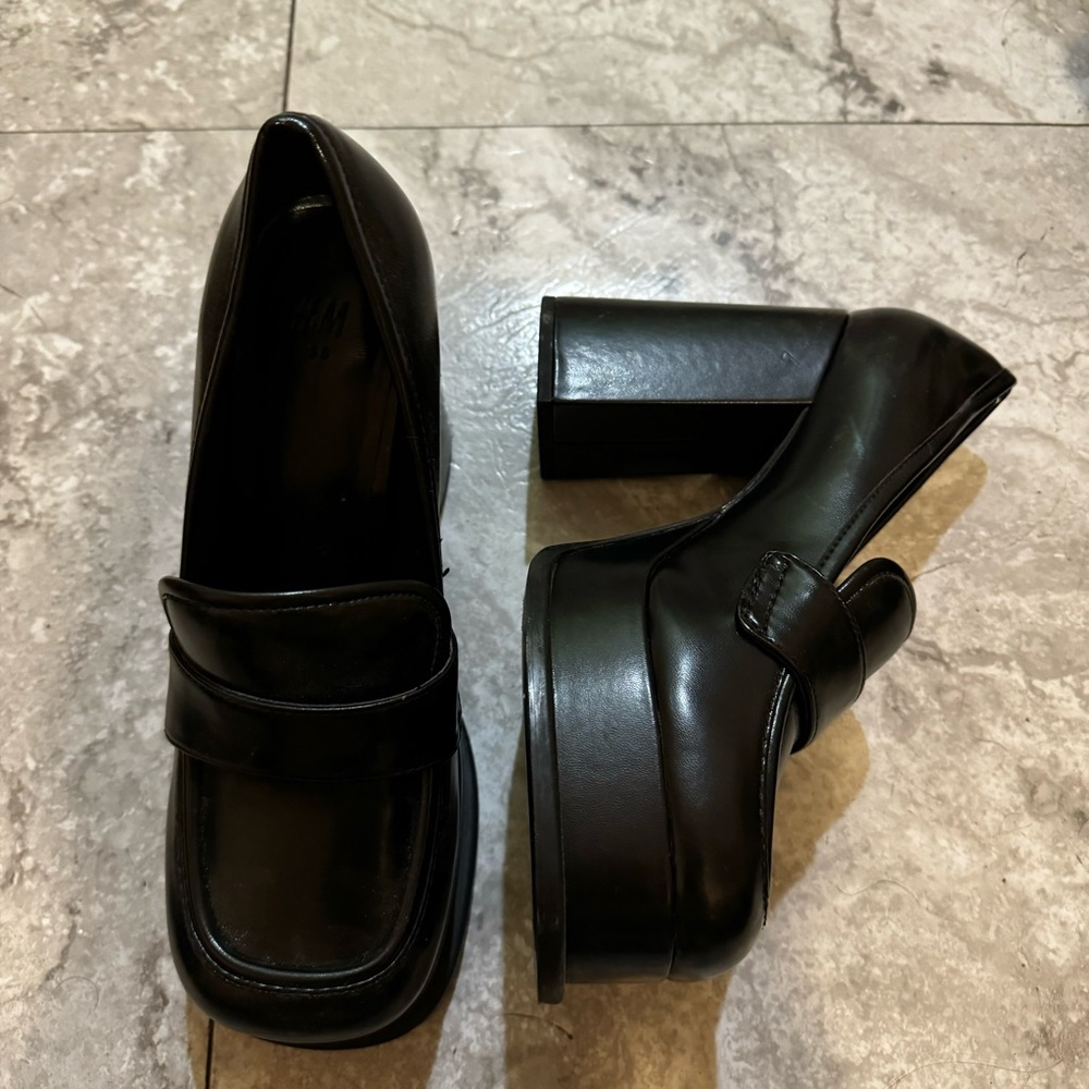 h&m platform loafers heels size 38